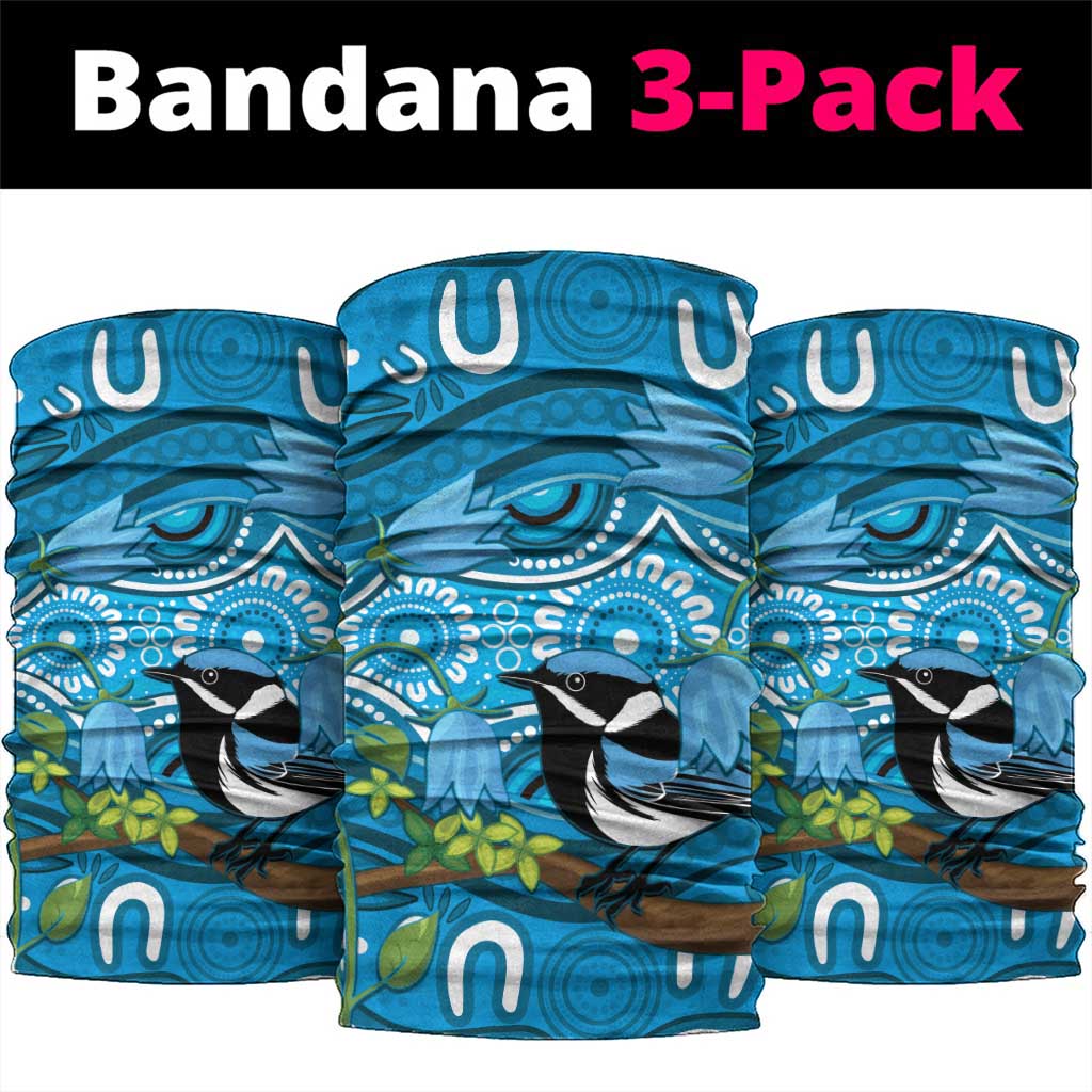 Australia Bluebell Creeper With Superb Blue Wren Neck Gaiter Aboriginal Art - Aussie Hoodie