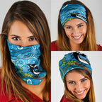 Australia Bluebell Creeper With Superb Blue Wren Neck Gaiter Aboriginal Art - Aussie Hoodie