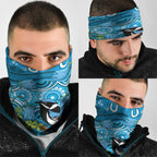 Australia Bluebell Creeper With Superb Blue Wren Neck Gaiter Aboriginal Art - Aussie Hoodie