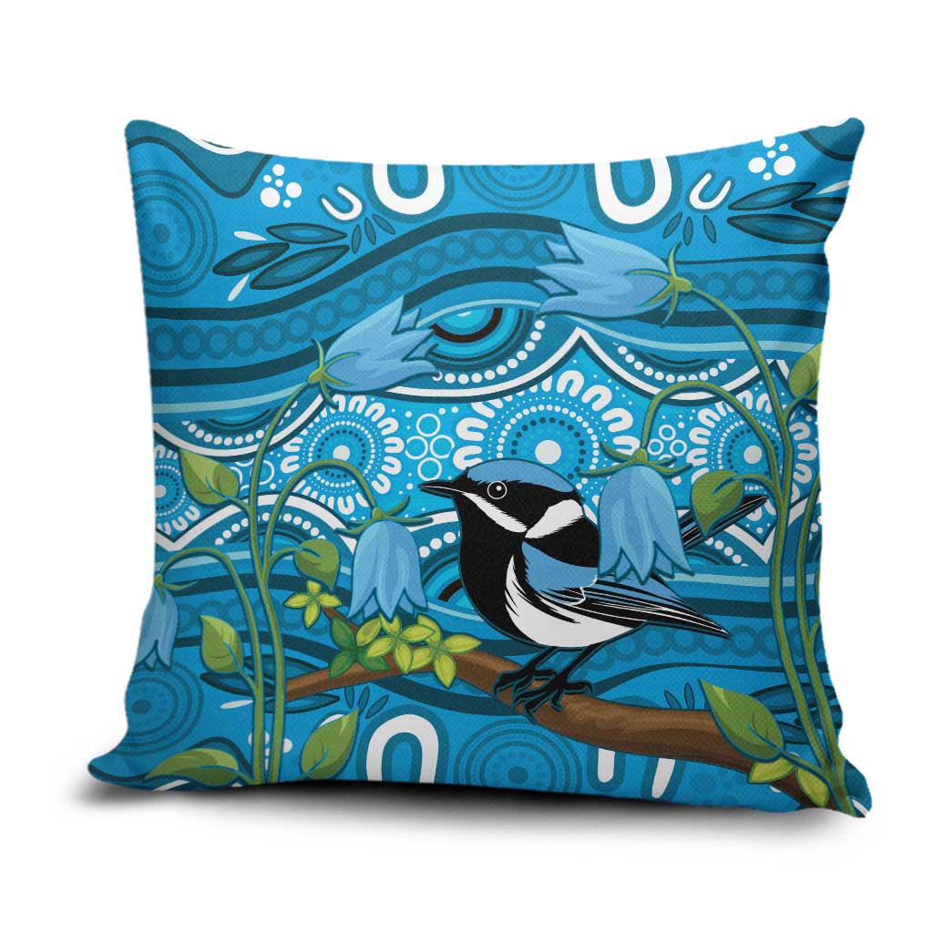 Australia Bluebell Creeper With Superb Blue Wren Pillow Cover Aboriginal Art - Aussie Hoodie