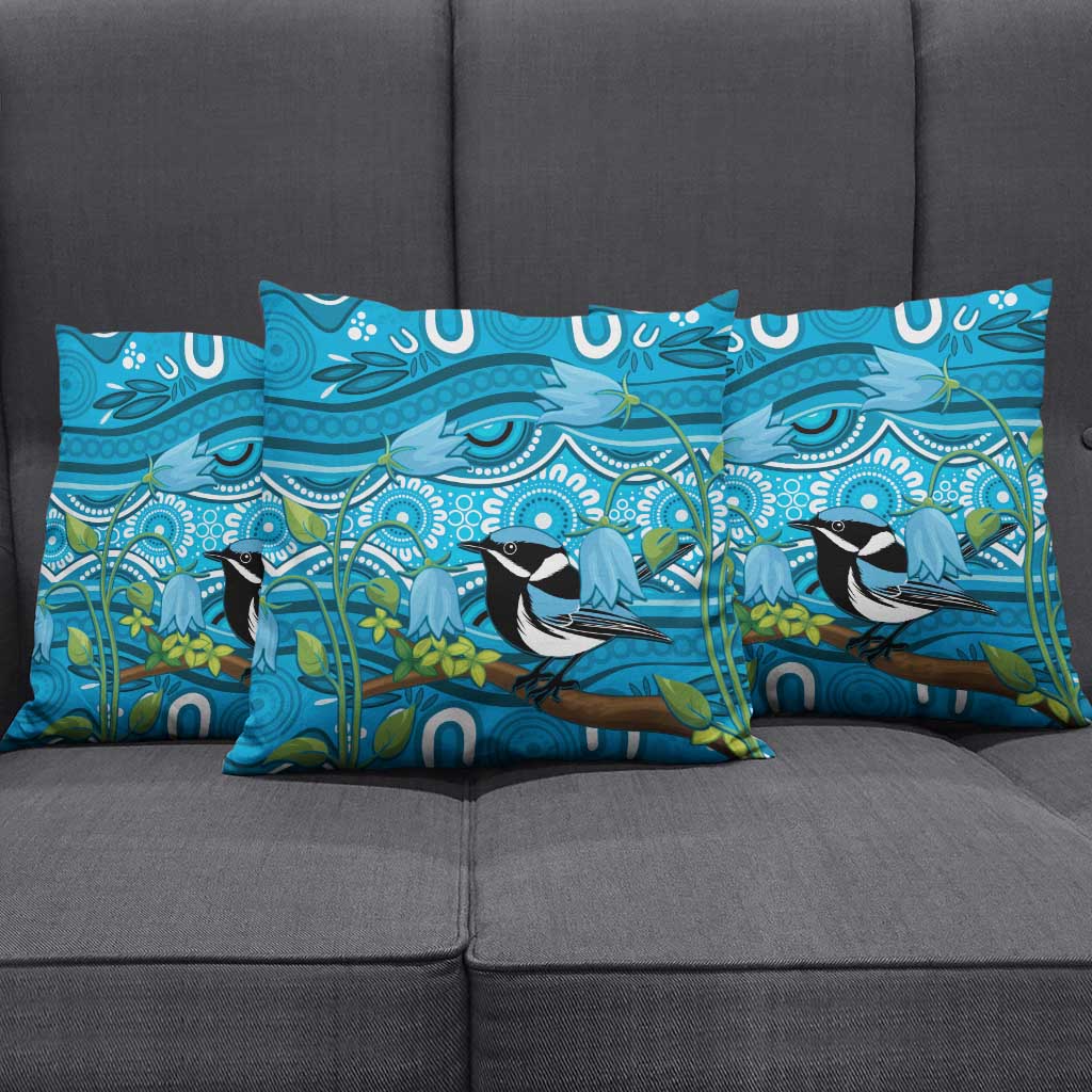 Australia Bluebell Creeper With Superb Blue Wren Pillow Cover Aboriginal Art - Aussie Hoodie