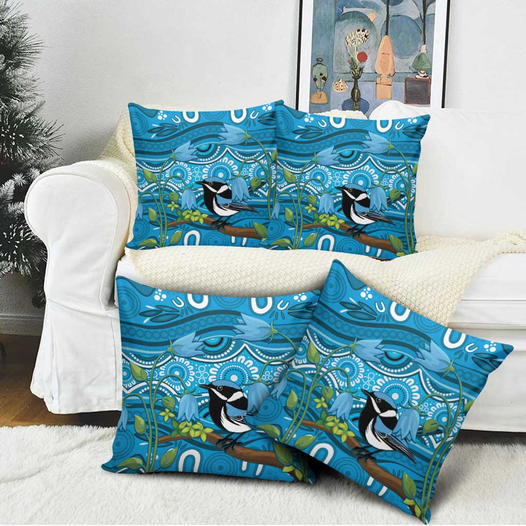 Australia Bluebell Creeper With Superb Blue Wren Pillow Cover Aboriginal Art - Aussie Hoodie