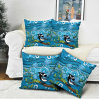 Australia Bluebell Creeper With Superb Blue Wren Pillow Cover Aboriginal Art - Aussie Hoodie