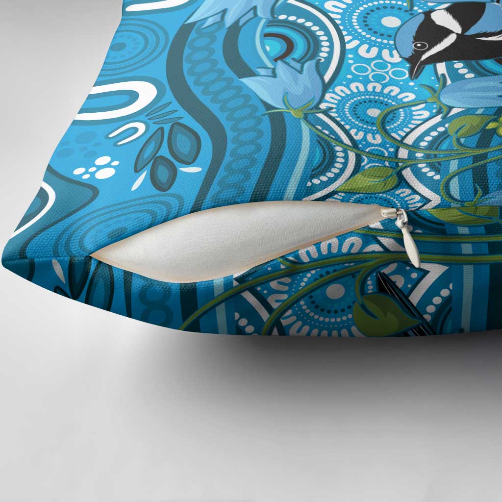 Australia Bluebell Creeper With Superb Blue Wren Pillow Cover Aboriginal Art - Aussie Hoodie