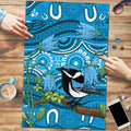 Australia Bluebell Creeper With Superb Blue Wren Puzzle Aboriginal Art - Aussie Hoodie