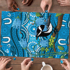 Australia Bluebell Creeper With Superb Blue Wren Puzzle Aboriginal Art - Aussie Hoodie
