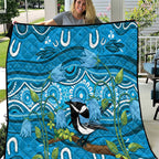 Australia Bluebell Creeper With Superb Blue Wren Quilt Aboriginal Art