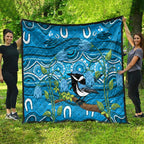 Australia Bluebell Creeper With Superb Blue Wren Quilt Aboriginal Art