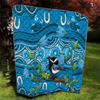 Australia Bluebell Creeper With Superb Blue Wren Quilt Aboriginal Art