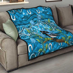 Australia Bluebell Creeper With Superb Blue Wren Quilt Aboriginal Art