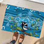 Australia Bluebell Creeper With Superb Blue Wren Rubber Doormat Aboriginal Art