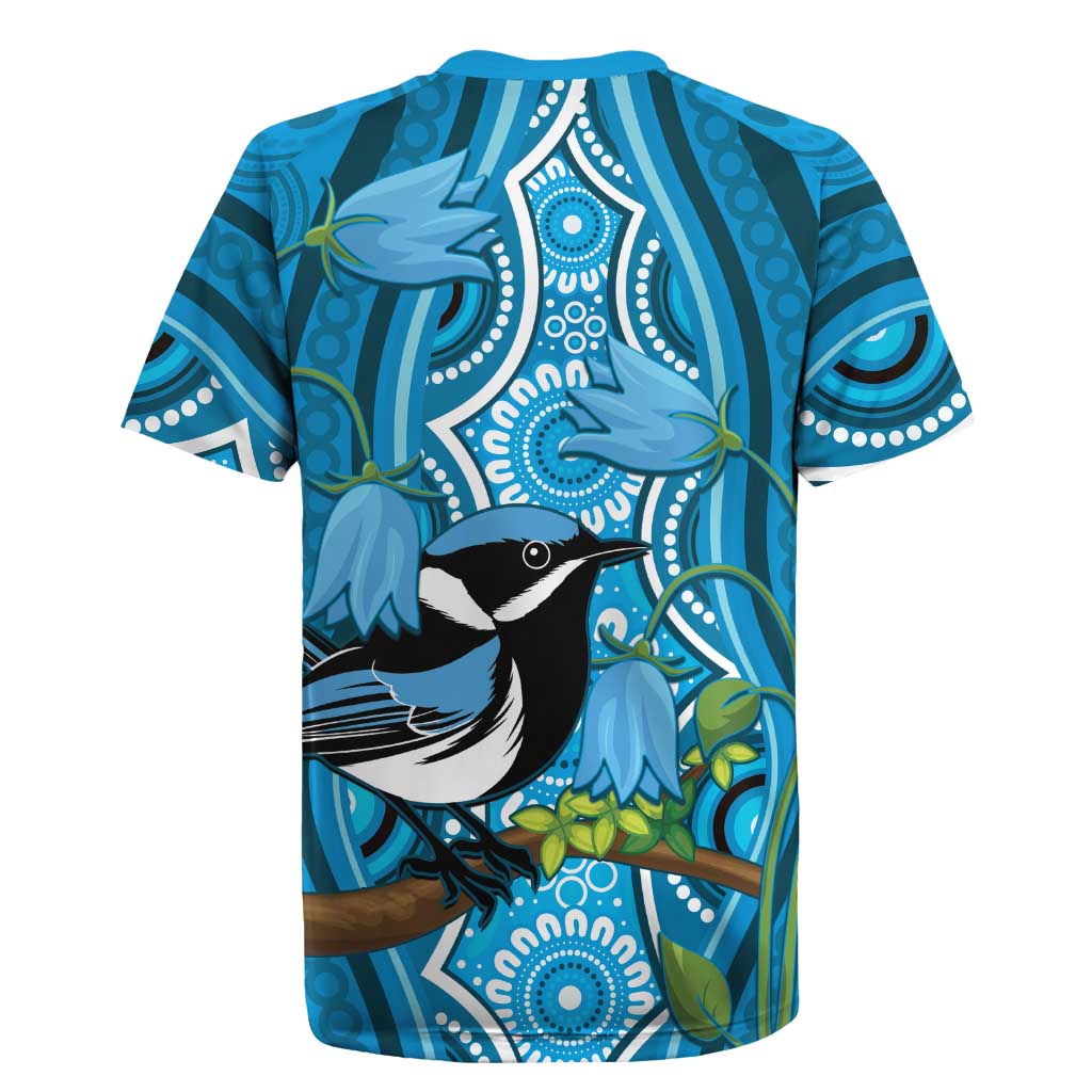 Australia Bluebell Creeper With Superb Blue Wren Rugby Jersey Aboriginal Art