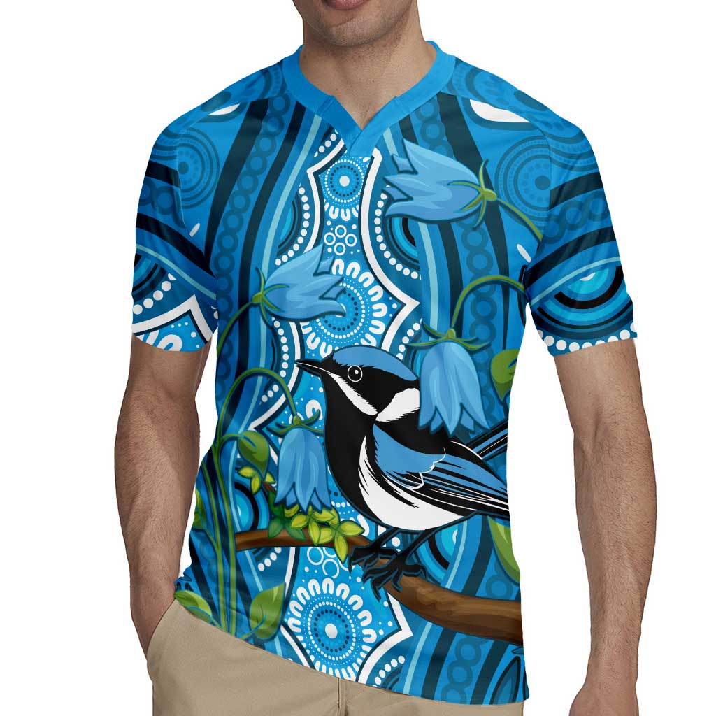 Australia Bluebell Creeper With Superb Blue Wren Rugby Jersey Aboriginal Art
