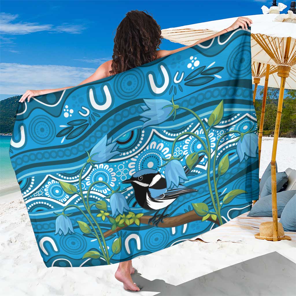 Australia Bluebell Creeper With Superb Blue Wren Sarong Aboriginal Art