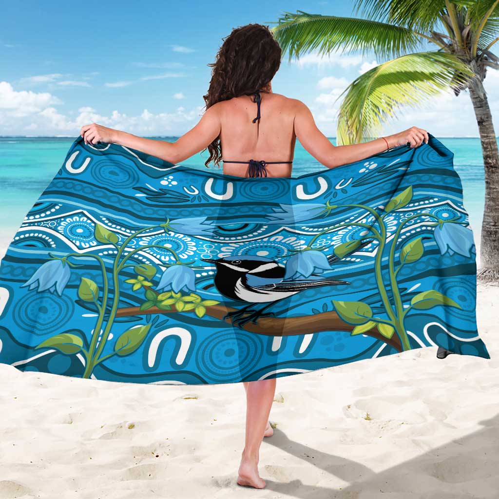 Australia Bluebell Creeper With Superb Blue Wren Sarong Aboriginal Art