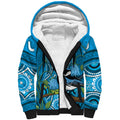 Australia Bluebell Creeper With Superb Blue Wren Sherpa Hoodie Aboriginal Art