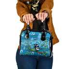 Australia Bluebell Creeper With Superb Blue Wren Shoulder Handbag Aboriginal Art