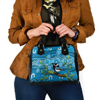 Australia Bluebell Creeper With Superb Blue Wren Shoulder Handbag Aboriginal Art