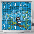 Australia Bluebell Creeper With Superb Blue Wren Shower Curtain Aboriginal Art