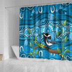 Australia Bluebell Creeper With Superb Blue Wren Shower Curtain Aboriginal Art