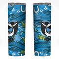 Australia Bluebell Creeper With Superb Blue Wren Skinny Tumbler Aboriginal Art