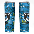 Australia Bluebell Creeper With Superb Blue Wren Skinny Tumbler Aboriginal Art