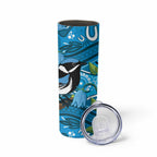 Australia Bluebell Creeper With Superb Blue Wren Skinny Tumbler Aboriginal Art