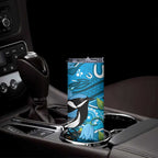 Australia Bluebell Creeper With Superb Blue Wren Skinny Tumbler Aboriginal Art