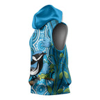 Australia Bluebell Creeper With Superb Blue Wren Sleeveless Hoodie Aboriginal Art - Aussie Hoodie