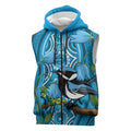 Australia Bluebell Creeper With Superb Blue Wren Sleeveless Zip Hoodie Aboriginal Art LT14