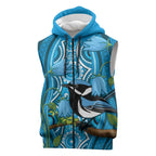Australia Bluebell Creeper With Superb Blue Wren Sleeveless Zip Hoodie Aboriginal Art LT14