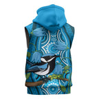 Australia Bluebell Creeper With Superb Blue Wren Sleeveless Zip Hoodie Aboriginal Art LT14