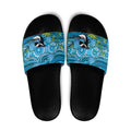 Australia Bluebell Creeper With Superb Blue Wren Slide Sandals Aboriginal Art - Aussie Hoodie