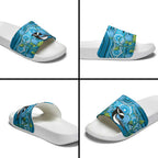 Australia Bluebell Creeper With Superb Blue Wren Slide Sandals Aboriginal Art - Aussie Hoodie