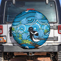 Australia Bluebell Creeper With Superb Blue Wren Spare Tire Cover Aboriginal Art