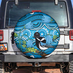 Australia Bluebell Creeper With Superb Blue Wren Spare Tire Cover Aboriginal Art