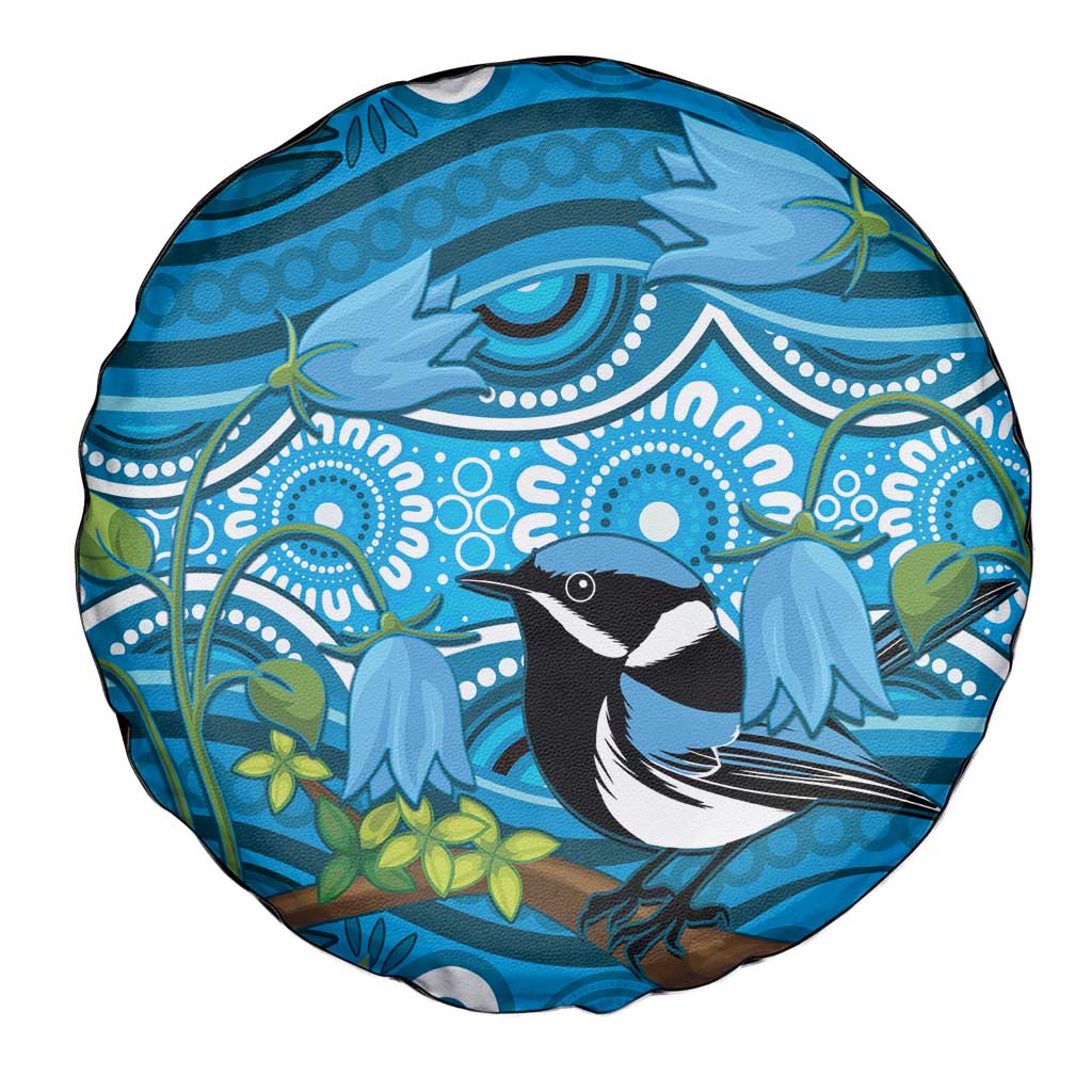 Australia Bluebell Creeper With Superb Blue Wren Spare Tire Cover Aboriginal Art