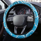 Australia Bluebell Creeper With Superb Blue Wren Steering Wheel Cover Aboriginal Art