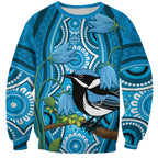 Australia Bluebell Creeper With Superb Blue Wren Sweatshirt Aboriginal Art