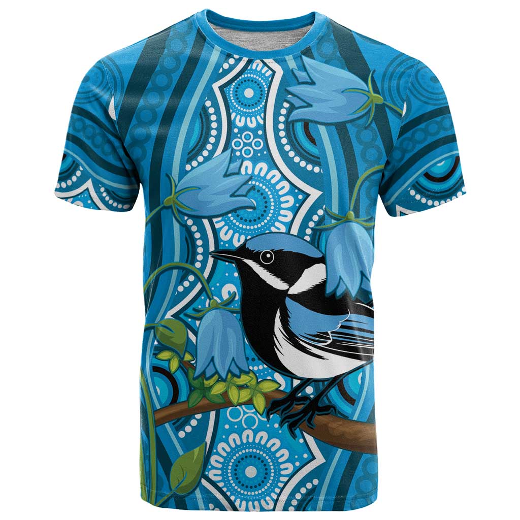 Australia Bluebell Creeper With Superb Blue Wren T Shirt Aboriginal Art