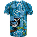 Australia Bluebell Creeper With Superb Blue Wren T Shirt Aboriginal Art