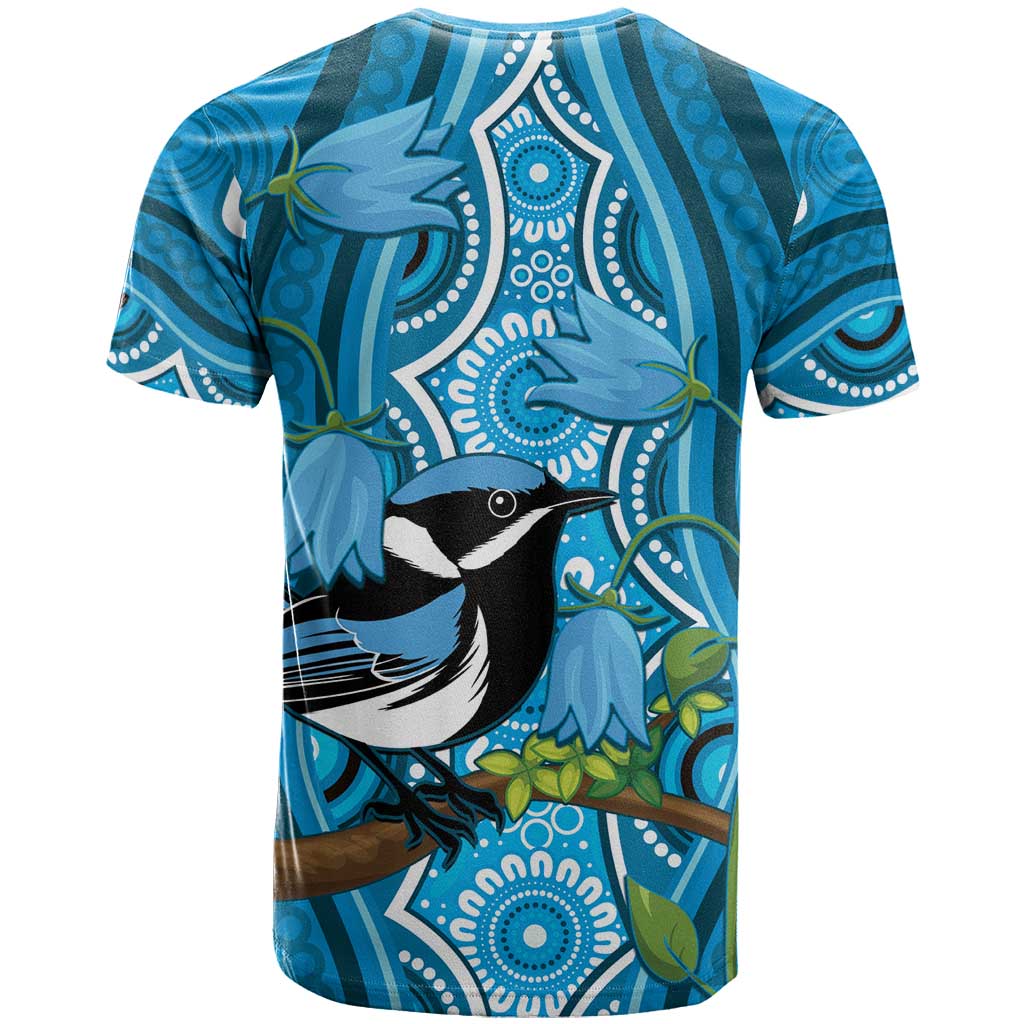 Australia Bluebell Creeper With Superb Blue Wren T Shirt Aboriginal Art