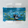 Australia Bluebell Creeper With Superb Blue Wren Tablecloth Aboriginal Art