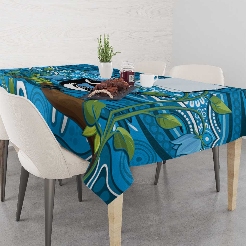 Australia Bluebell Creeper With Superb Blue Wren Tablecloth Aboriginal Art