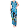Australia Bluebell Creeper With Superb Blue Wren Tank Maxi Dress Aboriginal Art