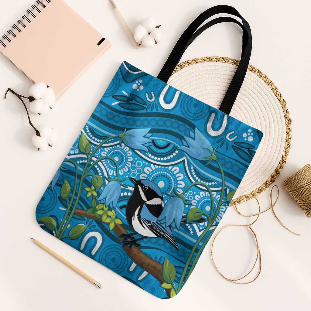 Australia Bluebell Creeper With Superb Blue Wren Tote Bag Aboriginal Art - Aussie Hoodie