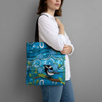 Australia Bluebell Creeper With Superb Blue Wren Tote Bag Aboriginal Art - Aussie Hoodie