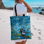 Australia Bluebell Creeper With Superb Blue Wren Tote Bag Aboriginal Art - Aussie Hoodie