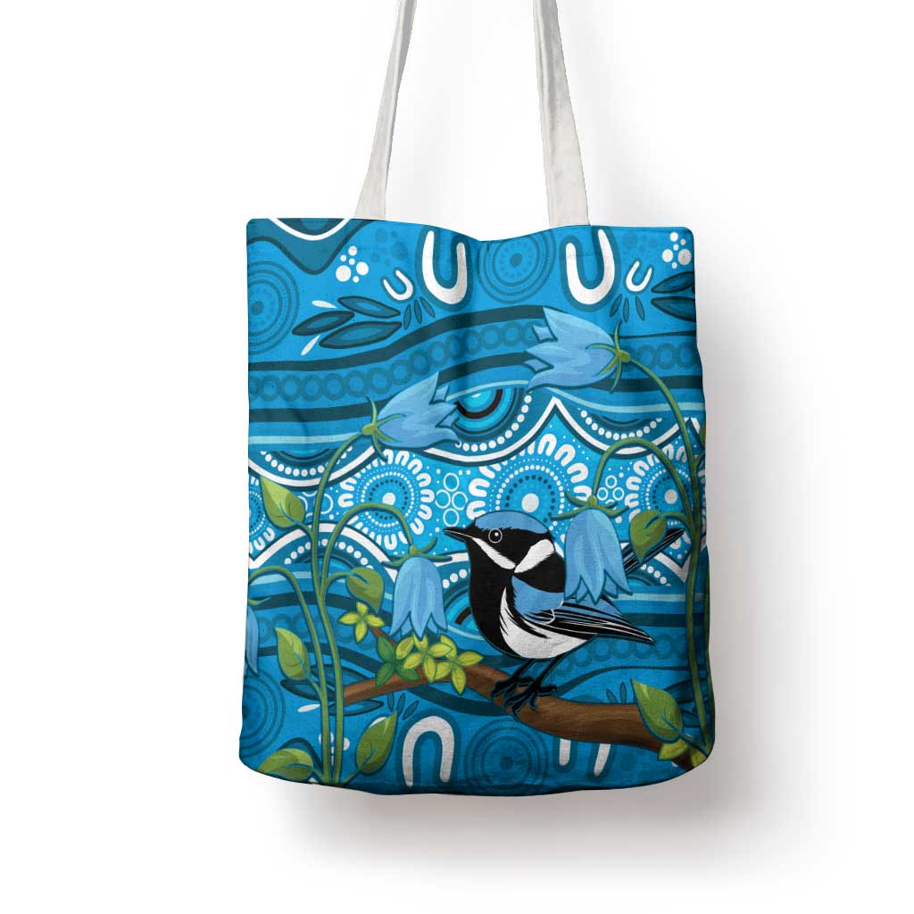 Australia Bluebell Creeper With Superb Blue Wren Tote Bag Aboriginal Art - Aussie Hoodie