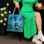 Australia Bluebell Creeper With Superb Blue Wren Tote Bag Aboriginal Art - Aussie Hoodie
